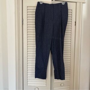 Blue Melange Cropped Work Pants